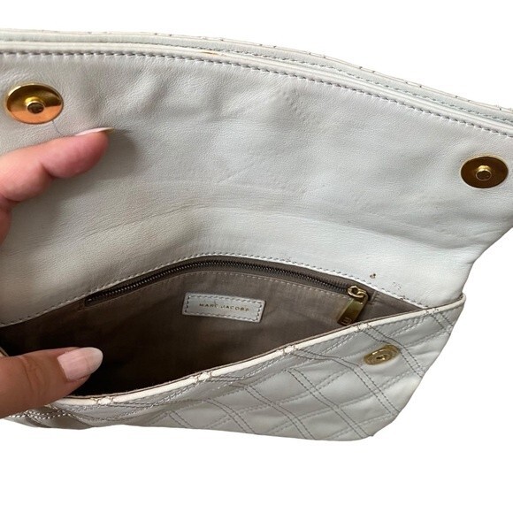 Marc Jacobs Quilted Leather Envelope Clutch Beige Cream - Picture 10 of 12